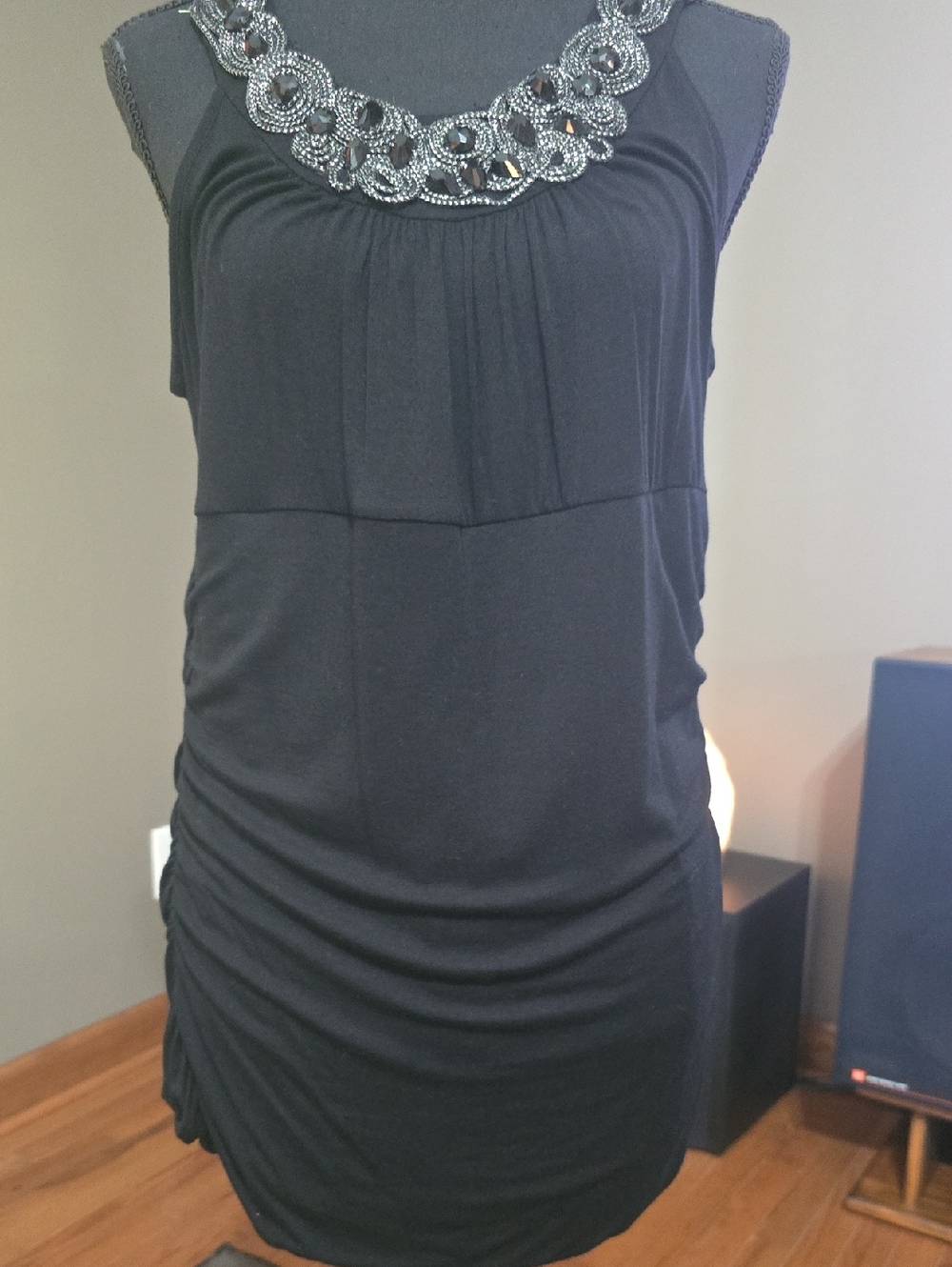 Studio Y Black Beaded Neckline Sleeveless Camisole